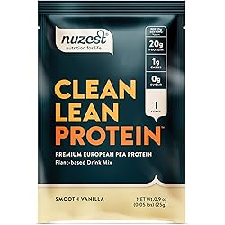 Smooth Vanilla Clean Lean Protein by Nuzest - Premium Vegan Protein Powder, Plant Protein Powder, European Golden Pea Protein, Dairy Free, Gluten Free, GMO Free, Single Serving