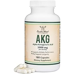 AKG Supplement Alpha Ketoglutaric Acid 1,000mg Per Serving 180 Capsules Different and May Be More Effective Than AAKG Recently Studied for Healthy Aging Properties by Double Wood Supplements