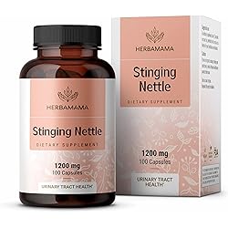 HERBAMAMA Stinging Nettle Capsules - Prostate Health & Natural Blood Pressure Support Supplement - Urtica Dioica Herbal Root Extract, Non-GMO, Gluten Free & Vegan, Cleansing Vitamin - 1200mg, 100 Caps