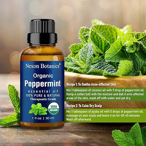 Peppermint and Cedarwood Oils Bundle by Nexon Botanics - Great Combo for Diffusers, Massage, Aromatherapy, Topical and Household Uses - Hydrating and Cleansing Oils - Pure and Therapeutic Grade