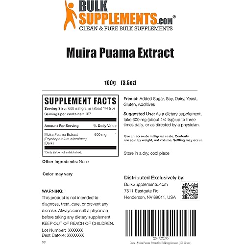 BulkSupplements.com Muira Puama Extract - Libido Booster for Men - Libido Booster for Women - Womens Libido - Libido Boost - Female Libido Support 100 Grams - 3.5 oz