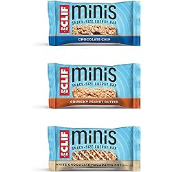 CLIF BARS - Mini Energy Bar Variety Pack - Chocolate Chip, Crunchy Peanut Butter, White Chocolate Macadamia Nut - Made with Organic Oats - Plant Based 0.99 Oz Snack Bar, 30 Count Packaging May Vary