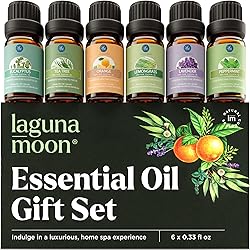 Essential Oils Set - Top 6 Organic Blends for Diffusers, Home Care, Candle Making, Fragrance, Aromatherapy, Humidifiers, Gifts - Peppermint, Tea Tree, Lavender, Eucalyptus, Lemongrass, Orange 10mL