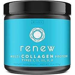 Renew Multi Collagen Protein Powder - 5 Types of Collagen - Hydrolyzed Grass-Fed Bovine, Marine, Chicken and Egg Collagen Peptides - Type I, II, III, V, and X - Keto Friendly Supplement