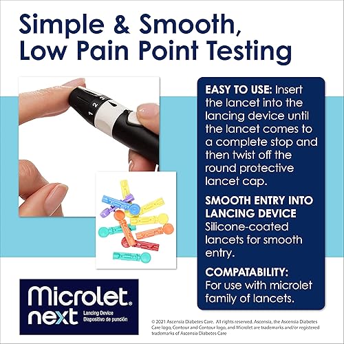 MICROLET Lancets for Glucose Blood Testing, Multi-Colored, 100 Count