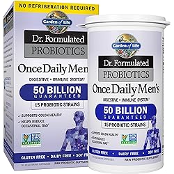Probiotics for Men - Dr Formulated 50 Billion CFU Probiotic Prebiotic Fiber for Men’s Digestive & Immune Health, Garden of Life 15 Strains, Daily Constipation Relief, Gas & Bloating, 30 Capsules