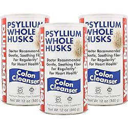 Yerba Prima Psyllium Husk, 12 Ounce Pack of 3 - Fiber Supplement for Regularity, Colon Cleansing, Heart Health, Natural Support for Gut Health, Non GMO, Gluten Free, Vegan, No Sweeteners