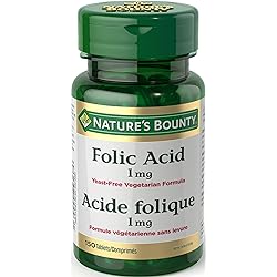 Nature's Bounty Folic Acid 1 mg 150 Tablets Packaging May Vary