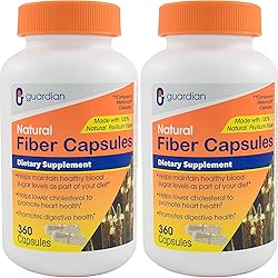 Guardian Fiber Capsules 720 Count, Natural Psyllium Husk Supplement 520mg per Capsule, Fiber Pills