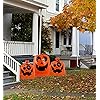 DERAYEE 6Pcs Halloween Pumpkin Lawn Bags, Large Jack O Lantern Leaf Bags Plastic Trash Bags with Twist Ties for Halloween Yard Decorations Outdoor