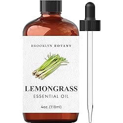 Brooklyn Botany Lemongrass Essential Oil – 100% Pure and Natural – Therapeutic Grade Essential Oil with Dropper - Lemongrass Oil for Aromatherapy and Diffuser - 4 Fl. OZ