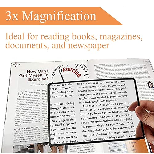 MagDepo Full Page Magnifying Sheet 4.75" x 7" Set -Bonus 2 Bookmark Magnifier with Ruler & 2 Card Magnifier for Reading Books, Magazine, Newspaper & People with Low Vision