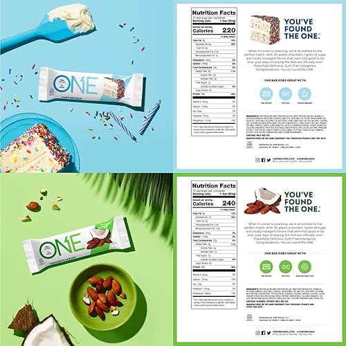 ONE Protein Bars, Gluten Free 20g Protein and Only 1g Sugar, Best Sellers Variety Pack, Best Sellers Variety Pack, 2.12 oz 12 Pack