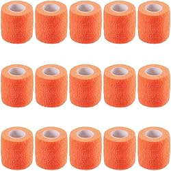 KISEER 15 Pack 2” x 5 Yards Self Adhesive Bandage Breathable Cohesive Bandage Wrap Rolls Elastic Self-Adherent Tape for Stretch Athletic, Sports, Wrist, Ankle Orange