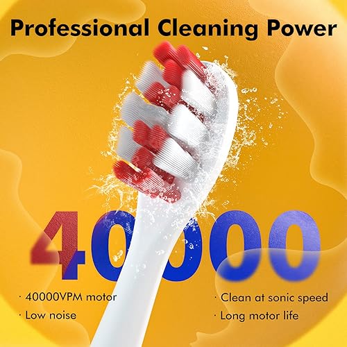 Electric Toothbrush for Adults Red & Blue- Rechargeable Electric Toothbrush 6 Hrs Charge Last 6 Months - 4 Modes and 2-Min Smart Timer, 8 Brush Heads, Travel Case Ultra Whitening Sonic Toothbrush