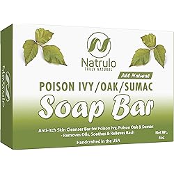 Natrulo Poison Ivy Soap Bar - All Natural Poison Ivy Treatment - Anti-Itch Skin Cleanser Bar for Poison Ivy, Poison Oak & Sumac - Removes Oils, Soothes & Relieves Rashes - 4 oz Bar Made in USA