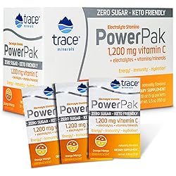 Trace Minerals Electrolytes Powder Packets Orange Mango Keto Friendly Electrolyte Stamina Power Pak Sugar Free Ketones Drink Mix, 1200 Mg Vitamin C Non-GMO | Energy, Immunity, Hydration, 30 Count
