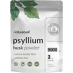 Naturebell Psyllium Husk Powder, 3 Lbs48 Oz, 9000mg Per Serving - Unflavored | No Fillers, No Additives, Gluten Free, Soluble Fiber, Great for Gut Health, Keto Baking, Mixing Shakes, Juices & More