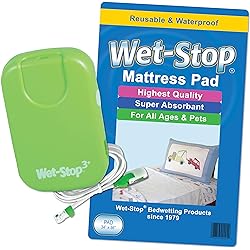 Wet-Stop3 Kit: Bedwetting Enuresis Alarm with Waterproof Bed Pad for Boys and Girls, Curing Bedwetting for Over 35 Years Green by Wet-Stop
