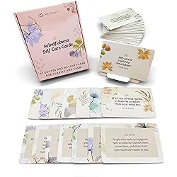 MESMOS 52 Mindfulness Cards with Action Plans. Relaxation Stress Relief Gifts for Women, Positive Affirmation Cards, Anxiety Relief Items, Meditation Self Care Kit, Relaxing Spiritual Gifts for Women
