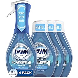 Dawn Platinum Powerwash Dish Spray, Dish Soap, Fresh Scent Bundle, 1 Spray 16oz 3 Refills 16oz each