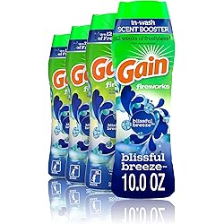 GAIN Fireworks in-wash scent booster beads, blissful breeze, 10 Ounce Pack of 4