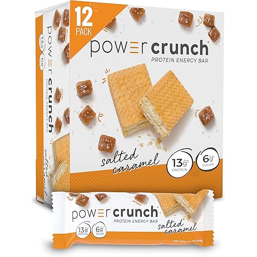 Power Crunch Whey Protein Bars, High Protein Snacks with Delicious Taste, Salted Caramel, 1.4 Ounce 12 Count