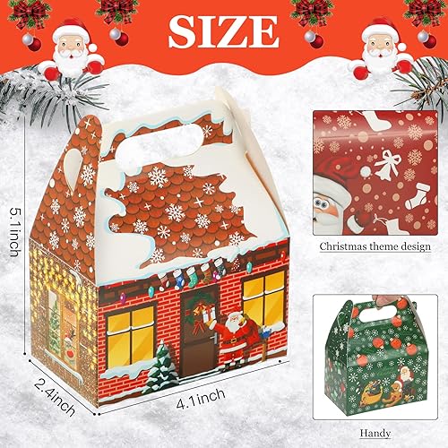 36 Pieces 3D Christmas Treat Boxes 3D Xmas Cardboard Gable Candy Boxes for Goodie Cookie Christmas Holiday Party Favor Present Supplies for Kids Xmas Goodie Bags 6 x 3.5 x 3.5 Inches 6 Styles