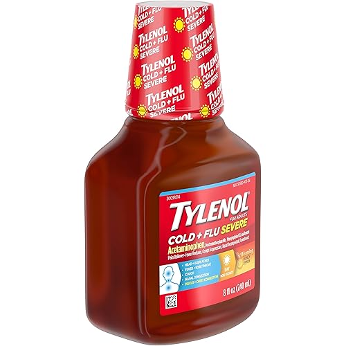 Tylenol Cold Flu Severe Flu Medicine, Liquid Daytime Cold and Flu Relief, Honey Lemon, 8 fl. oz