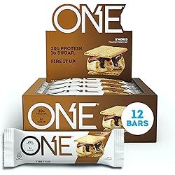 ONE Protein Bars, Gluten Free Protein Bars with 20g Protein and only 1g Sugar, Guilt-Free Snacking for High Protein Diets, Smores, 2.12 oz 12 Pack