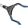 HealthSmart Adjustable Length Reacher Grabber with Rotating Jaw, Contour Grip Handle and 5.5 Inch Jaw Opening, Adjustable Length Design from 30 to 44 Inches with Locking Ring, Blue and Silver