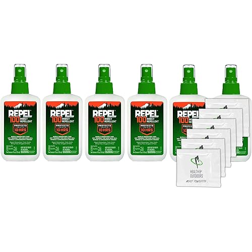 Repel 100 Insect Repellent 4-Ounce Pump Spray 6 Pack W 6 HAO Wipes