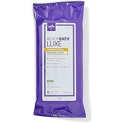 Medline ReadyBath LUXE Antibacterial Body Cleansing Cloth Wipes, Scented, Extra Thick Wipes 8 Count Pack, 24 Packs
