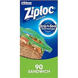 Ziploc Sandwich and Snack Bags for On the Go Freshness, Grip 'n Seal Technology for Easier Grip, Open, and Close, 90 Count
