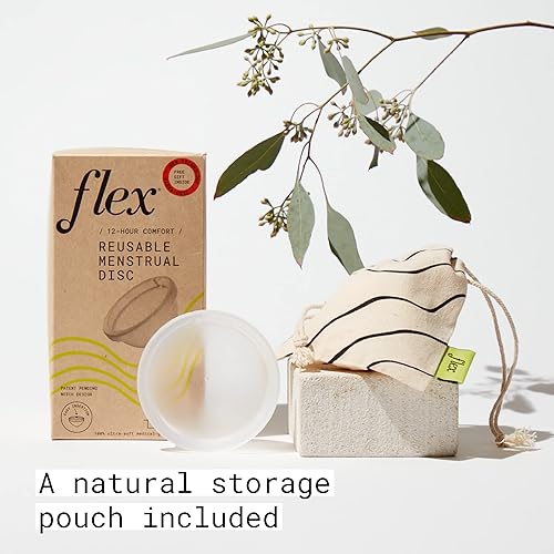 Flex Reusable Disc | Reusable Menstrual Disc | Tampon, Pad, and Cup Alternative | Capacity of 6 Super Tampons | Medical-Grade Silicone | Includes Carrying Pouch & 2 Free Disposable Discs