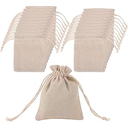 Mudder 20 Pack Muslin Bags Drawstring Muslin Bag for Wedding Party Favor and DIY Craft, 4.7 by 3.5 Inch