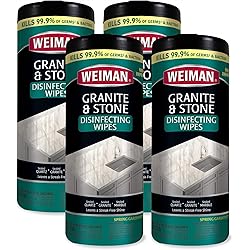 Weiman Granite Disinfectant Wipes - 30 Wipes - 4 Pack - Disinfect Clean and Shine Sealed Granite Marble Quartz Slate Limestone Soapstone Tile Countertops - Packaging May Vary