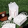 16 Pieces Baseball Gift Bags with Tissue Paper Baseball Party Bags with Handles Baseball Goodie Bags Baseball Treat Bags for Kids Sports Theme, Birthday Party, Sports Party White, Baseball