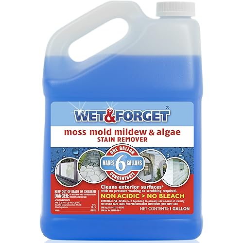 Wet & Forget Moss, Mold, Mildew, Algae Stain Remover Multi-Surface Outdoor Cleaner Concentrate, Original, 128 Fluid Ounces