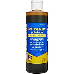 Rite Aid Antiseptic Solution Povidone-Iodine USP 10% - 8 fl oz | First Aid Antiseptic Germicide | Iodine for Wounds | Wound Wash | Antiseptic Soap | Liquid Antiseptic Wash Packaging May Vary
