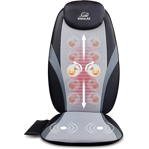 SNAILAX Shiatsu Back Massager with Heat - Gel Massage Nodes, Deep Kneading Massage Chair Pad Seat Massager Massage Cushion for Home Office Chair use