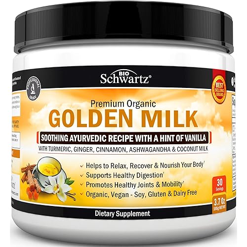 Super Greens Powder Golden Milk Powder with Ashwagandha & Turmeric - Promotes Digestive Health - Supports Whole Body & Nourishment- Superior Absorption