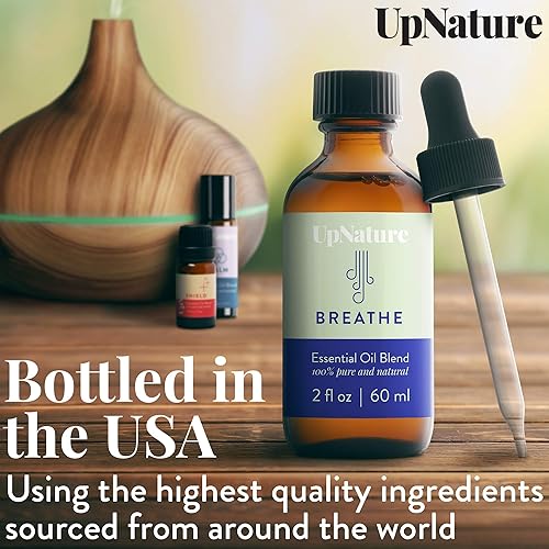 Breathe Essential Oil Blend 2 OZ – Breathe Easy for Allergy, Sinus, Cough and Congestion Relief - Therapeutic Grade, Undiluted, Non-GMO, Aromatherapy with Dropper