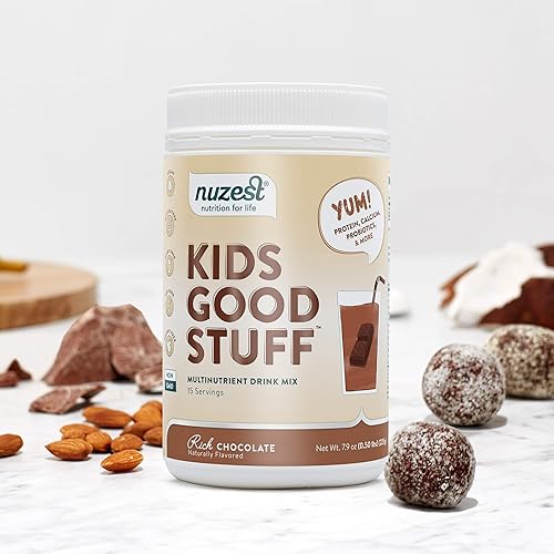 Rich Chocolate Kids Good Stuff by Nuzest - Multivitamin Drink, 15 Servings, 7.9 oz