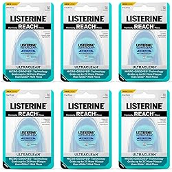Listerine Ultraclean Dental Floss, Oral Care, Mint-Flavored, 30 Yards 1 Count pack of 6