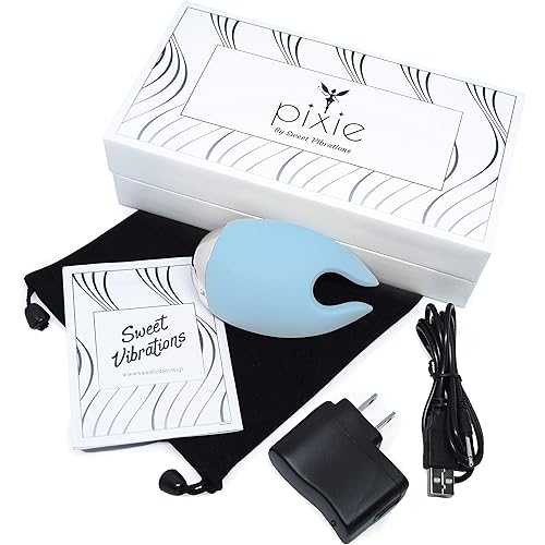 Pixie Mini Vibrator with 10 Powerful Settings, Small Vibrator, Clitoral Stimulator for Women Sky Blue Bundle with Tulips | Clitoris Vibrator with 10 Settings, Handheld Vibrator Silicone Raspberry