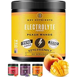 KeyNutrients Electrolytes Powder: Zero Calorie WatermelonPeach MangoOrangeGrape Electrolyte Powder in 90, 40 or 20 Servings Hydration Travel Packets - Keto Electrolytes, Zero Carbs and Gluten Free