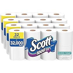 Scott Trusted Clean Toilet Paper, 32 Rolls 4 Packs of 8, 1,000 Sheets Per Roll, Septic-Safe, Bath Tissue Made Sustainably