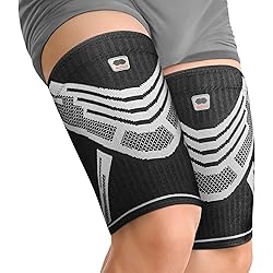 Thigh Compression Sleeve Pair Quad, Groin and Hamstring Support. Upper Leg Sleeves for Men and Women. Thigh Braces for Thigh Pain. Upper Thigh Wrap & Hamstring Wrap for Pulled Muscle Relief Black M