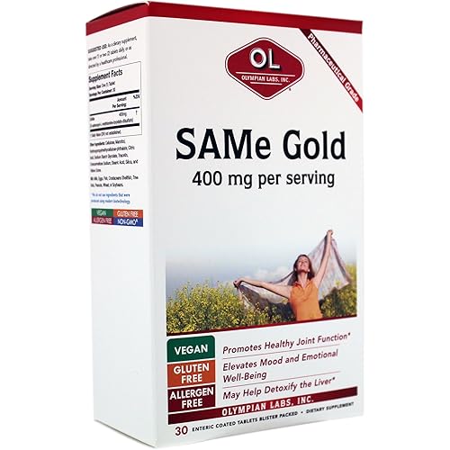 Olympian Labs Enteric Coated SAMe Gold | 400 mg | Vegan, Gluten Free, Soy Free | Mood and Joint Support